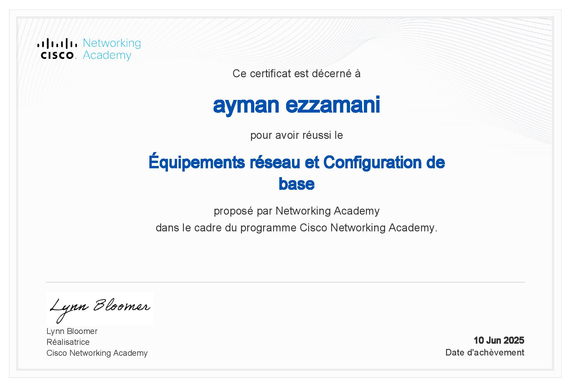 Aperçu du certificat Cisco – Équipements réseau & configuration